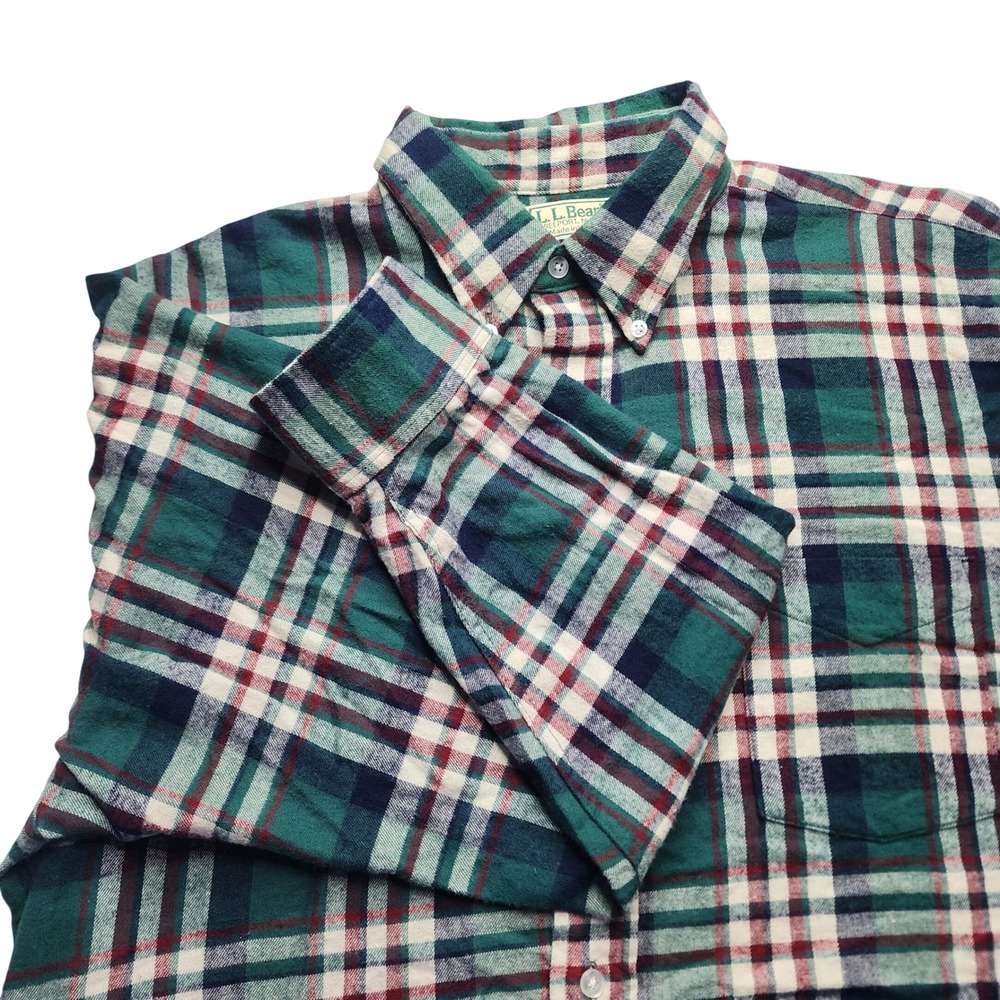 Vintage LL Bean Mens Plaid Flannel Shirt Long Sleeve Button Down ‎ Size Large